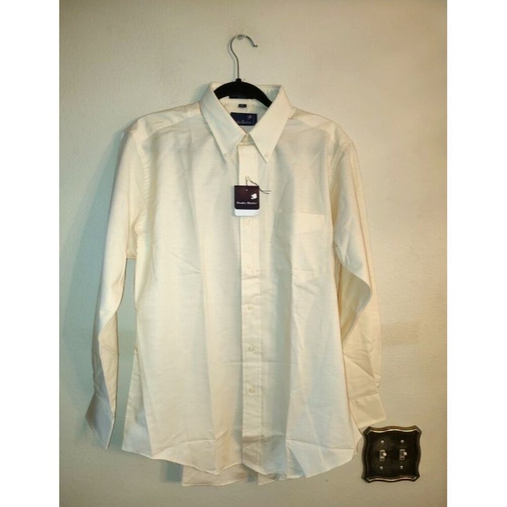 NWT Men's Stanley Blacker Cream Lightweight Dress Shirt Size 16 1/2  - 32 / 33